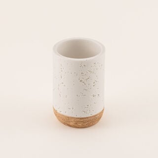 Homez White Polyresin Bathroom Tumbler, 7*7*11 Cm