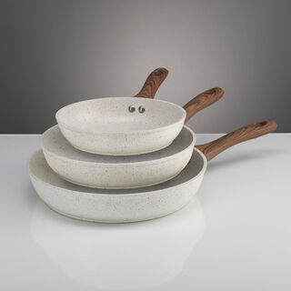 Alberto Forged Aluminum Frypan Set 3 Pieces Cream