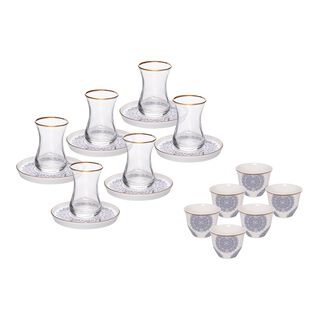 La Mesa Tea And Coffee Set 18 Pieces Blue Metalic Effect