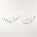 Pyrex 2 Pieces Clear Glass Mixed Roaster Set, 2.2L + 2.7L image number 0