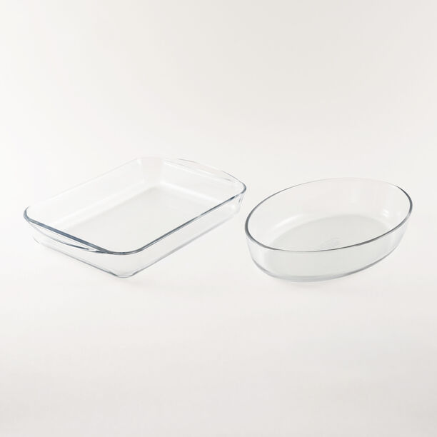 Pyrex 2 Pieces Clear Glass Mixed Roaster Set, 2.2L + 2.7L image number 0