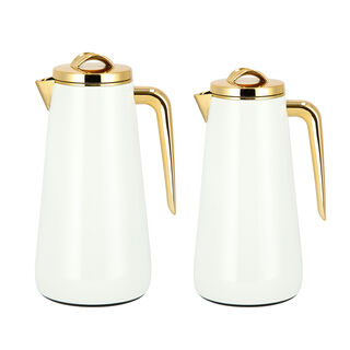 Dallaty Eve set of 2 steel vacuum flask white & gold