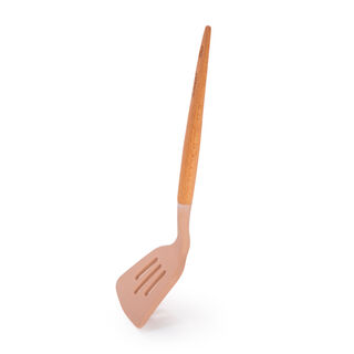 Alberto Silicone Slotted Turner With Wooden Handle Blue 