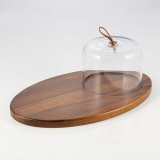 Dallaty Wood Tray With Glass Bowl