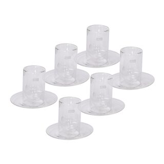 Double Wall Tea Glass Cup Set 12 Pieces Calligraphy Design Silver