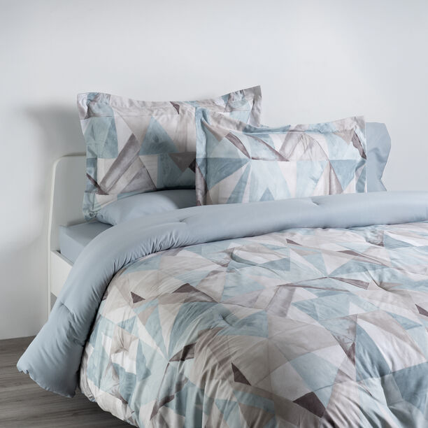 Cottage microfiber teal geo 6pc full comforter set, 160*240cm image number 0