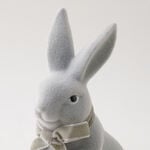 Homez Resin Flocked Rabbit With Ribbon, Grey 14.5*9.5*25 Cm image number 2