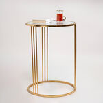 Side Table Set Of 2 Gold With Mirror Top Big image number 6