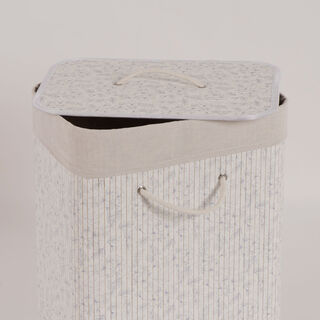 Cottage Bamboo Laundry Hamper Design And White Print 40*30*50 Cm