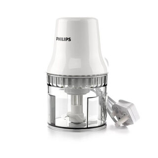 Philips Chopper 0.7L Mini 450W White/Clear, Plastic. S.Steel Blade.