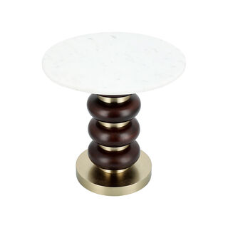 Side Table Glass Base And Marble Top 41*45 cm