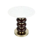 Side Table Glass Base And Marble Top 41*45 cm image number 3