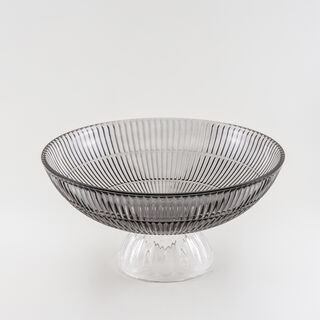 Homez d&eacute;cor bowl glass light grey 29.4*29.4*14.4 cm