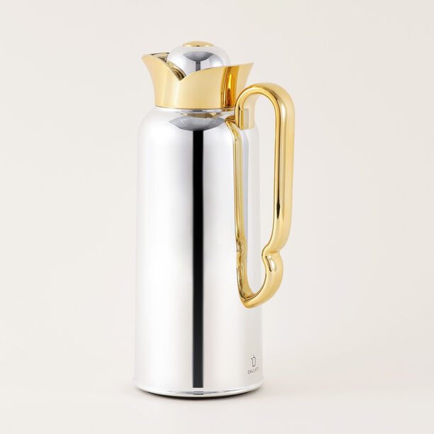 Dallaty Stainless Steel Thermos, White and Gold, 1L image number 0