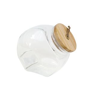 Alberto Round Glass Storage Jar With Wooden Lid And Hemp Rope 1900Ml