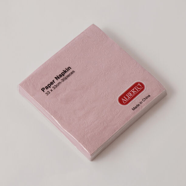 البرتو مناديل ورقية عبوة 30 قطعة، وردي 33*33سم image number 0