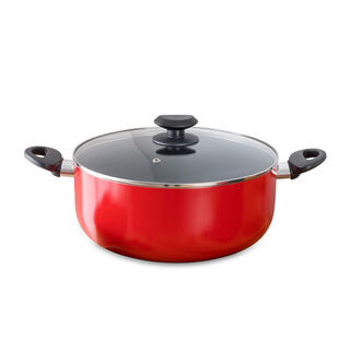 Betty Crocker Non Stick Stockpot With Glass Lid Red Color 