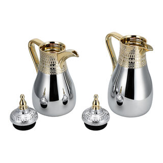 Dallaty jambiyah set of 2 gold & silver steel vacuum flask