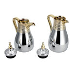 2 Pcs Steel Vacuum Flask Set Jambiyah Gold And Silver 1L + 0.7L image number 2