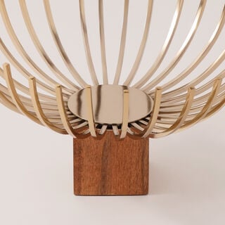 La Mesa fruits bowl stainless steel and wood 30*30*17 cm