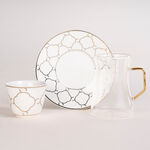 Dallaty white and gold porcelain tea and coffee cups set 18 pcs image number 1