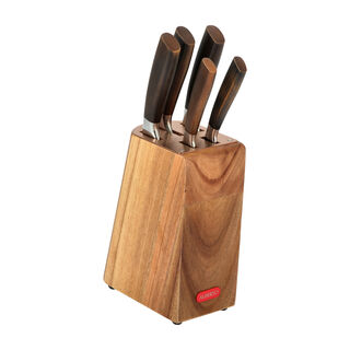 Alberto Acrylic Wood Knife Block With 5 Wood Knives Set