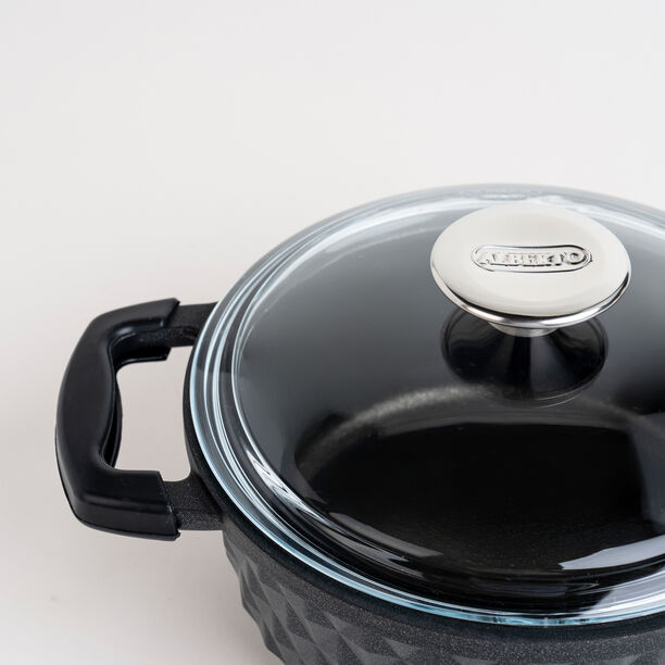 7 Piece Alberto Granite Cookware Set Black With Glass Cover image number 4