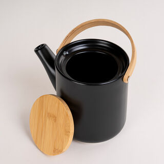 Dallaty black porcelain English tea pot and warmer