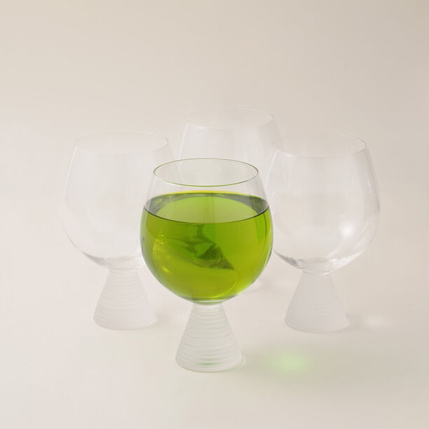 La Mesa 4 pcs juice glass wide cup ribbed with frosted bottom 11*11*15.6 cm image number 1