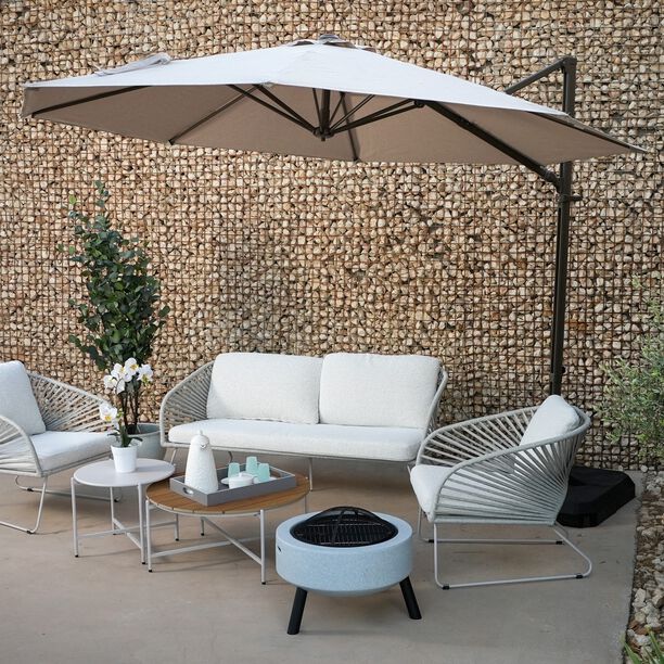 Homez aluminum hanging umbrella with base, beige image number 0