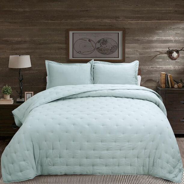 3 Pieces King Embroidered Comforter Set image number 0