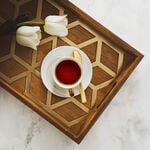 طقم أكواب شاي مع صحون 12 قطعة رخام ذهبي من لاميسا image number 0