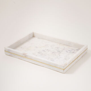 Homez marble candles serving tray 32*28*4cm, white
