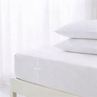 Boutique Blanche Fitted Sheet 100% Cotton 300Tc Sateen Queen, White 160*200 Cm