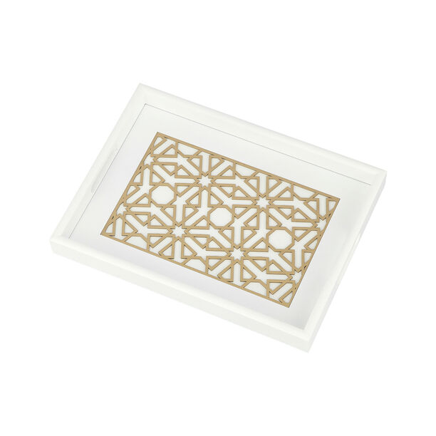 Wood Tray Pp 1Pc White Gold image number 1