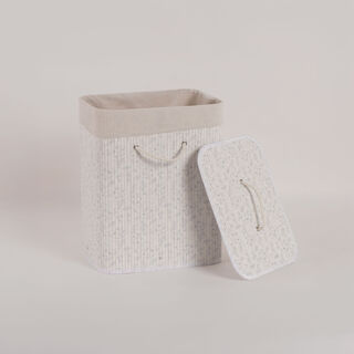 Cottage Bamboo Laundry Hamper Design And White Print 40*30*50 Cm