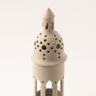 هومز حامل شموع معدن باللون البيج 11.3*11.3*38.2 سم