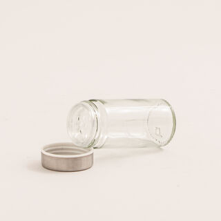 Alberto 12pcs glass spice jar set with metal lid and rack