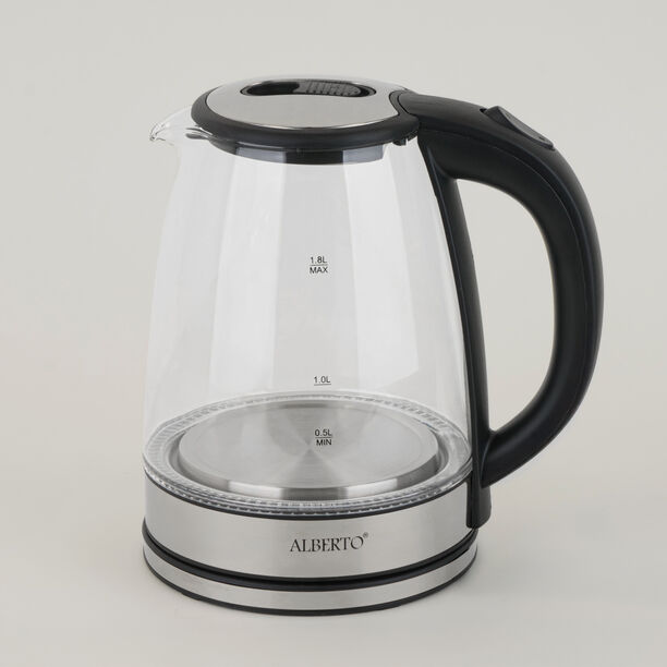 Alberto glass kettle 1500w, 1.8L, black image number 1