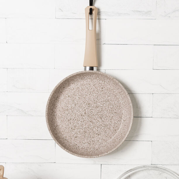 Alberto 7pcs 4mm granite cookware set pink color handle image number 3