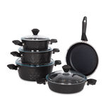 9Pcs Diamond Cookware Set With Glass Lid Black image number 2