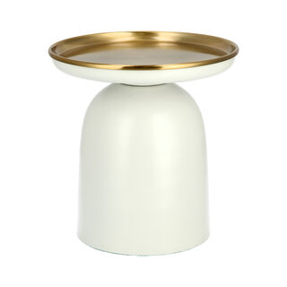 Side Table Metal White Base Gold Top