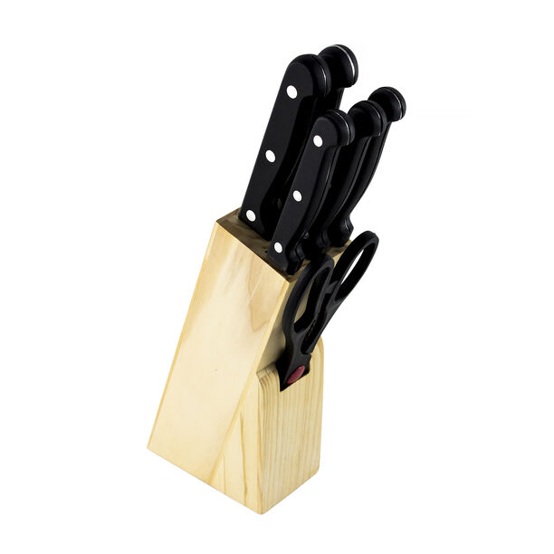 Alberto Wooden Knife Block With 6 Pieces Knives image number 0