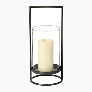 Stainless Steel Lantern With Clear Glass Gun Metal Finish