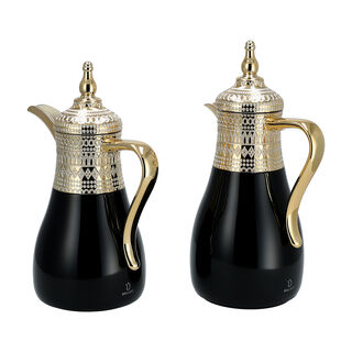 Dallaty gold and black steel flask 1L + 700ml 2 pcs