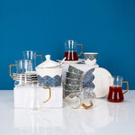21 Pcs Porcelain Tea And Coffee Set Dark Blue image number 2