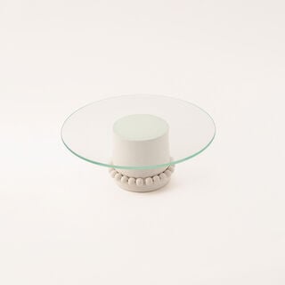 Selah off white glass cake stand 30.5*30.5*12 cm