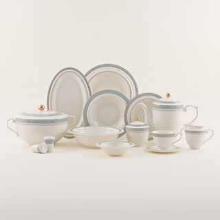 لا ميسا طقم سفرة رسمي 47 قطعة بورسلين، أبيض و أزرق