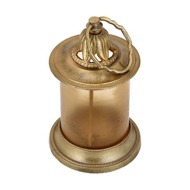 Aluminium Lantern Amber Frosted Glass Shiny Brass Finish image number 3