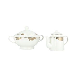 La Mesa gold /grey bone porcelain dinner set 47 pcs